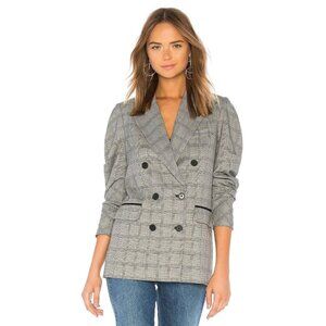 NWT Joie Tomika Blazer in Caviar Plaid Double Breasted Pegged Sleeve Jacket 12